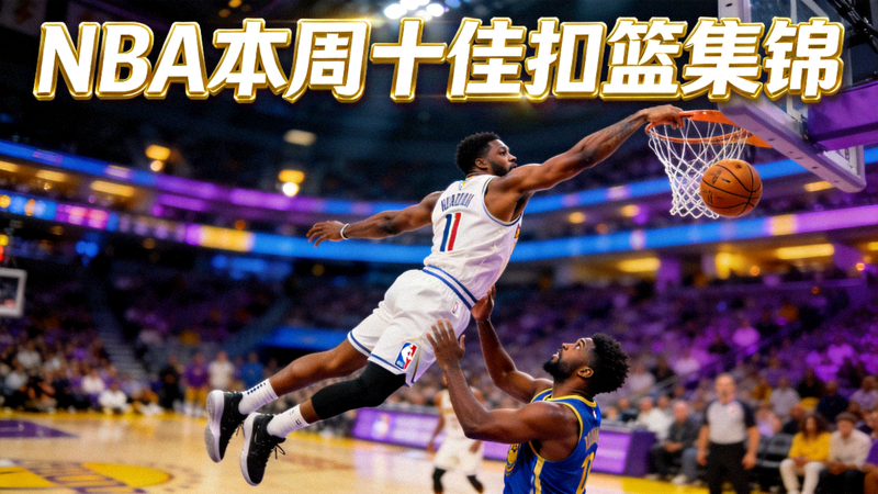 NBA本周十佳扣篮集锦封面，球员飞跃对手扣篮